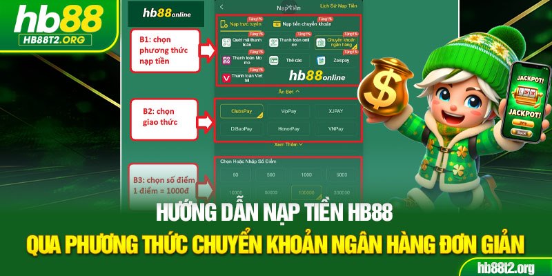 Hướng dẫn nạp tiền HB88 qua phương thức chuyển khoản ngân hàng đơn giản